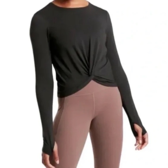 Athleta Tops - Athleta Essence Twist Front Long Sleeve T-Shirt Black Size XXS